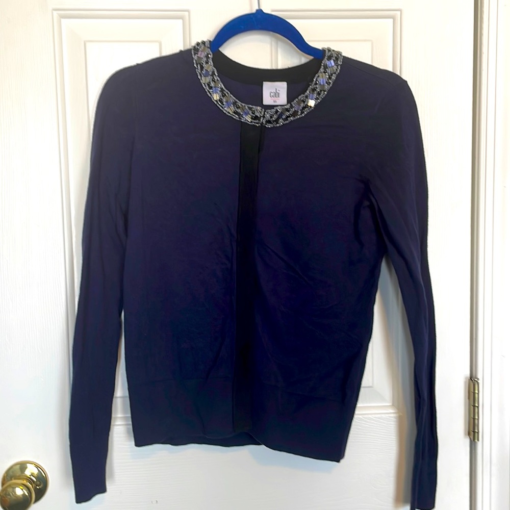 Cabi jeweled navy sweater size XS
